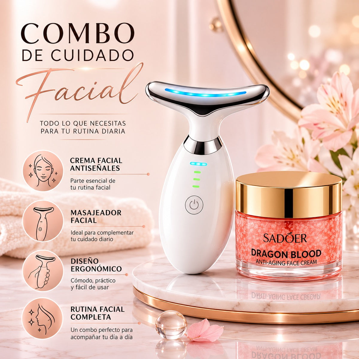 Combo Crema Facial Antiseñales + Masajeador Facial