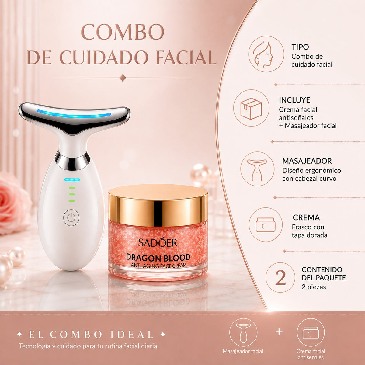 Combo Crema Facial Antiseñales + Masajeador Facial