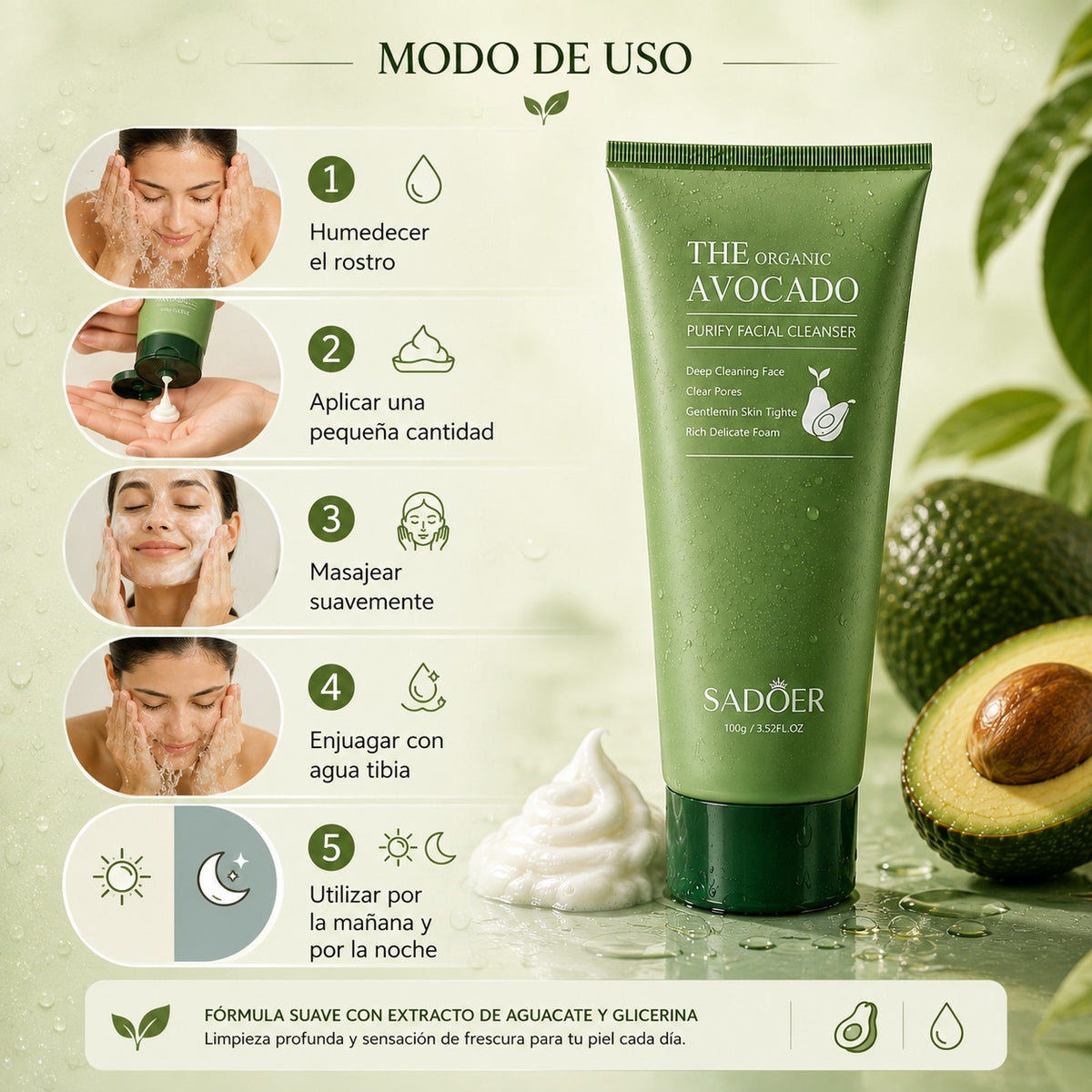 Limpiador Facial SADOER Aguacate 100 g