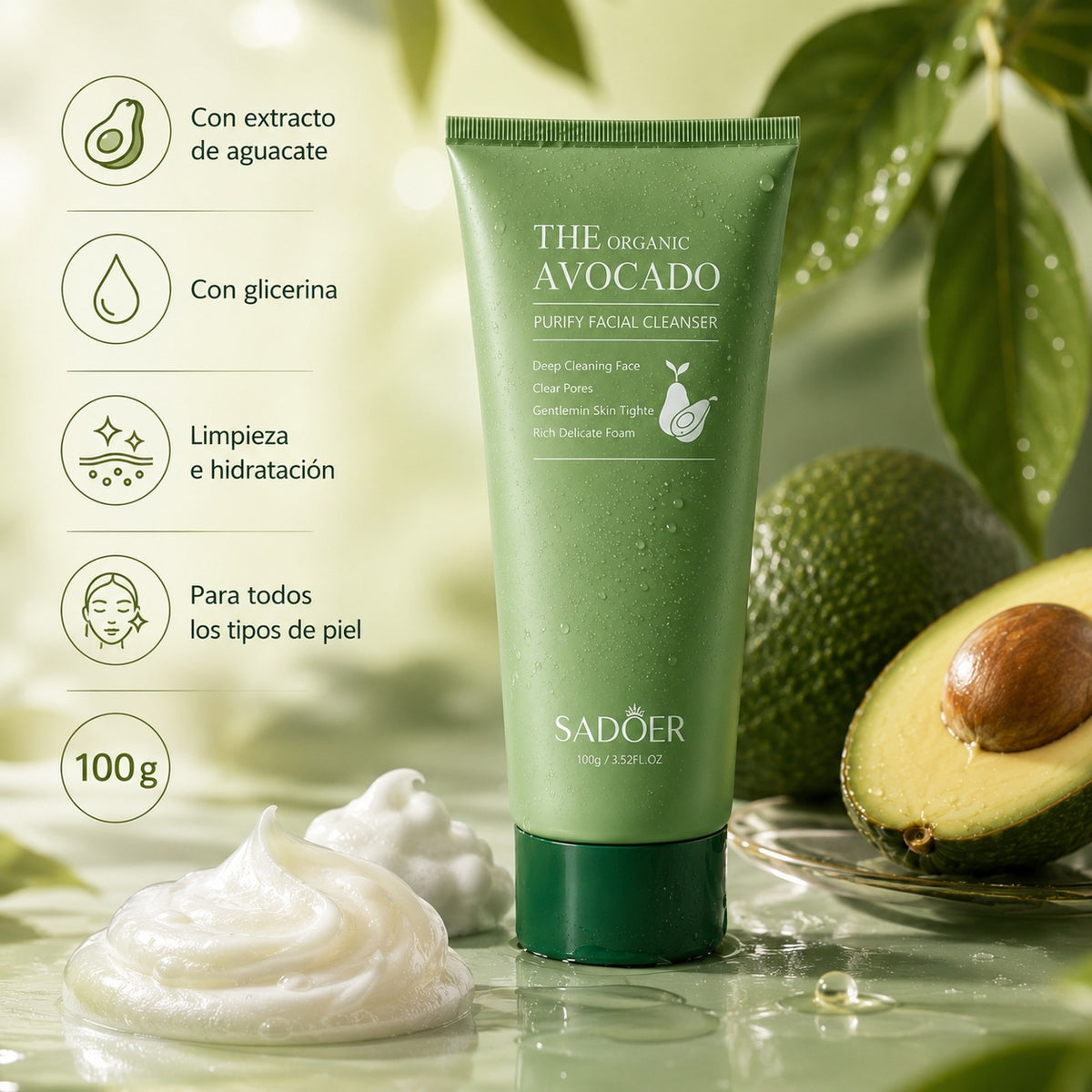 Limpiador Facial SADOER Aguacate 100 g