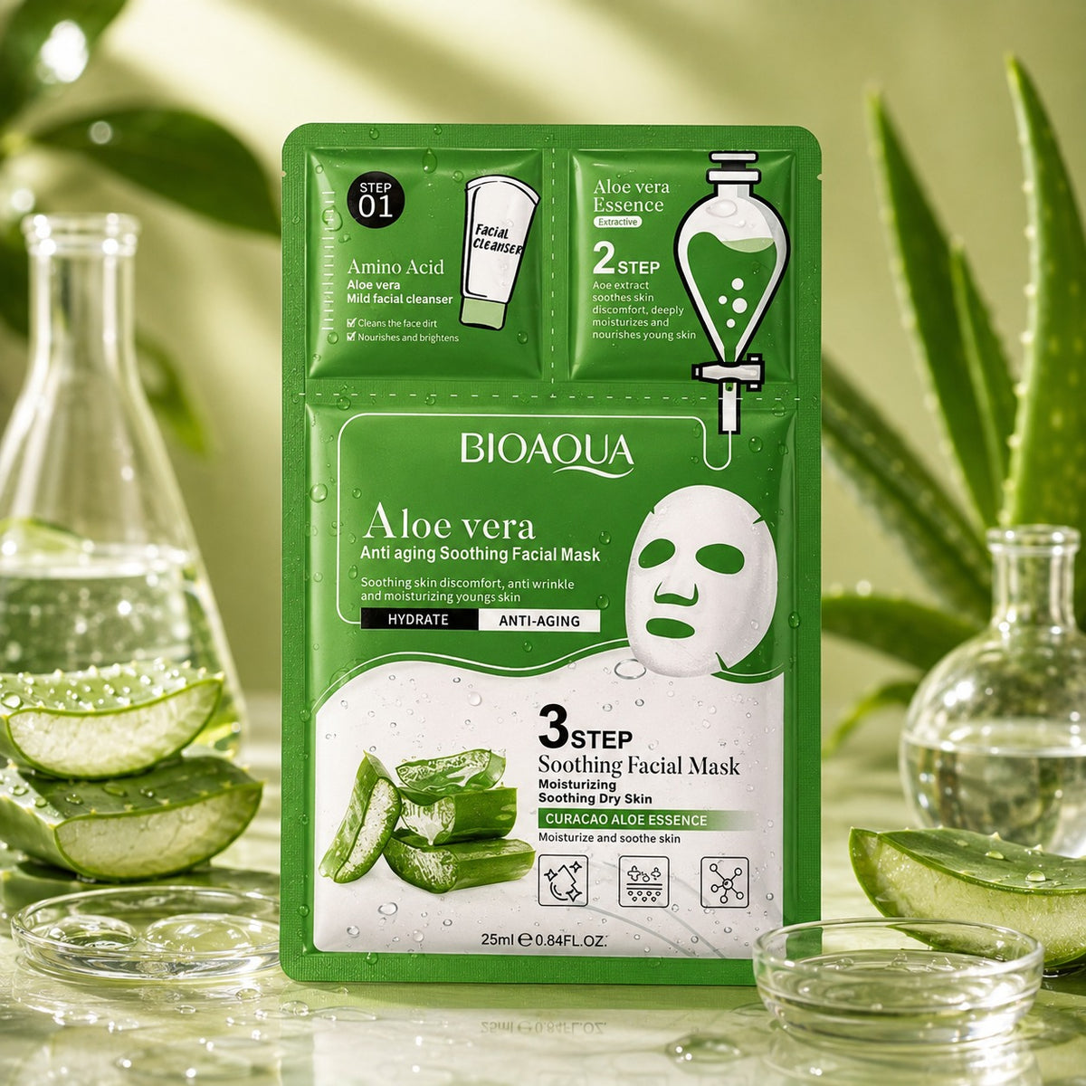 Máscara Facial de Aloe Vera y Colágeno en 3 Pasos