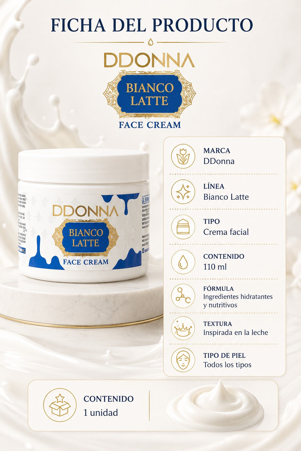 Crema Facial Bianco Latte DDonna 110 ml