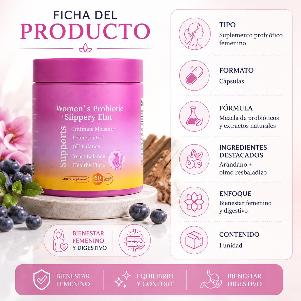 Suplemento Probiótico con Arándano y Olmo Resbaladizo