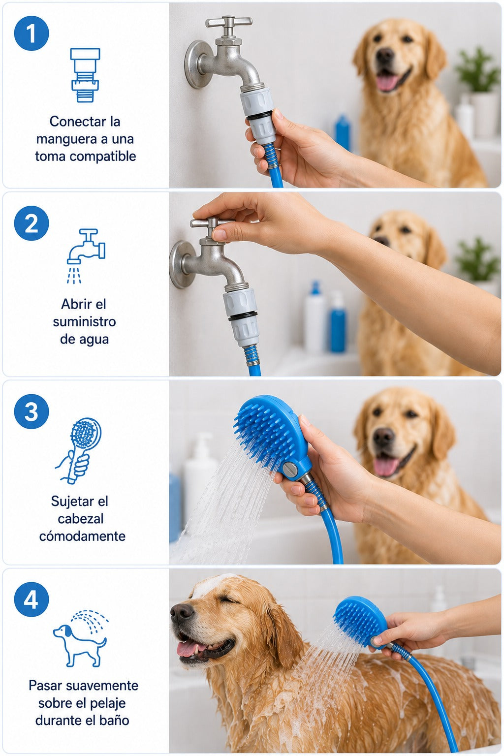 Manguera para Mascotas con Cepillo de Baño