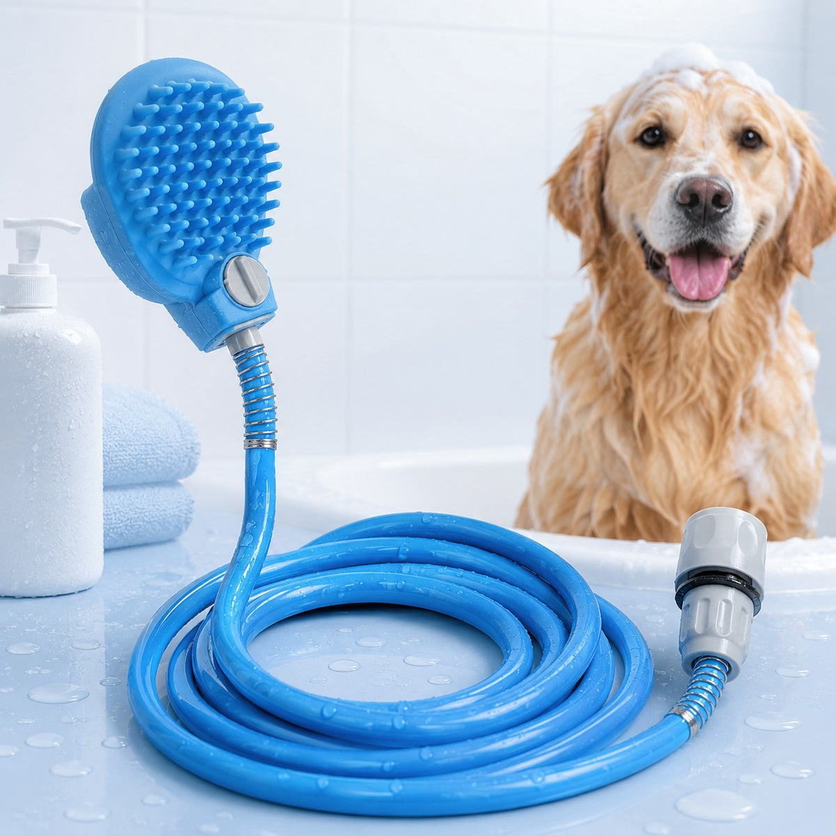 Manguera para Mascotas con Cepillo de Baño