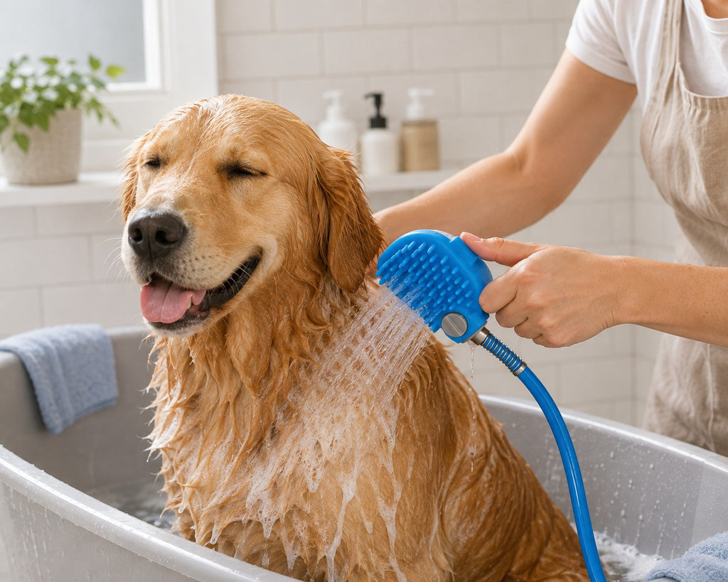 Manguera para Mascotas con Cepillo de Baño