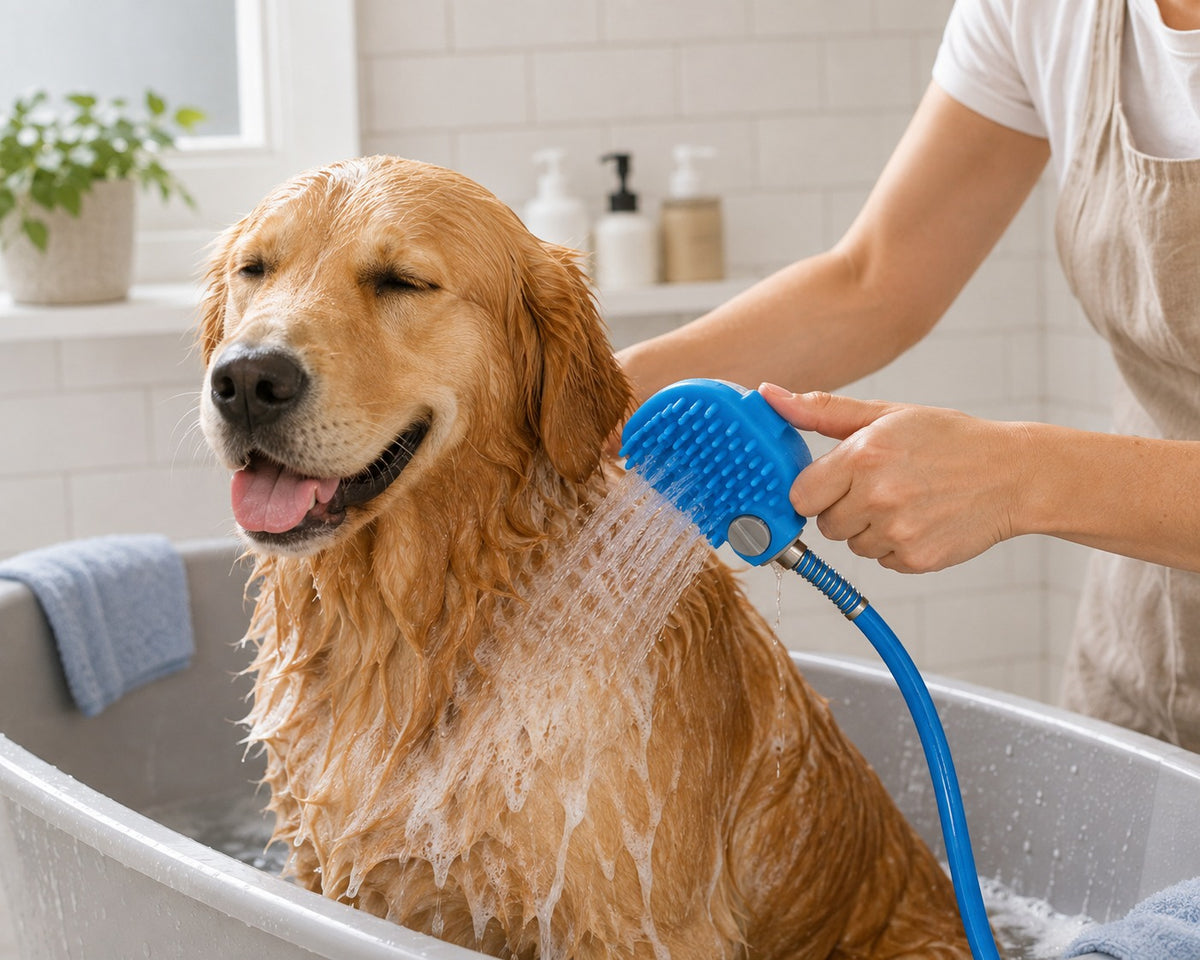 Manguera para Mascotas con Cepillo de Baño