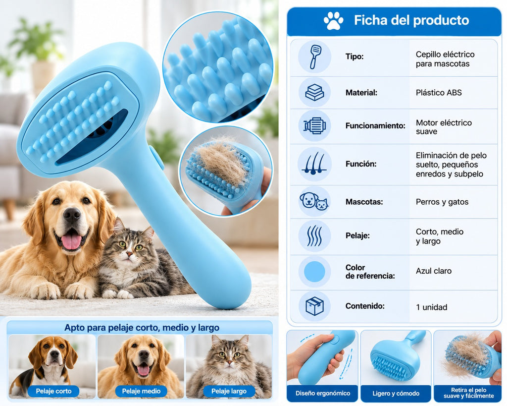 Cepillo Eléctrico para Eliminar Pelo de Mascotas