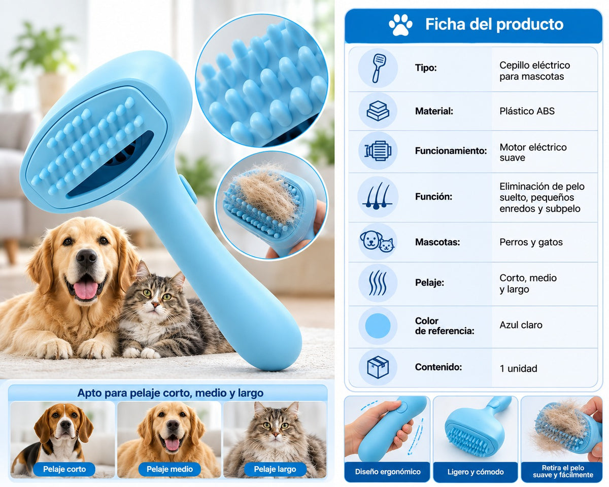 Cepillo Eléctrico para Eliminar Pelo de Mascotas