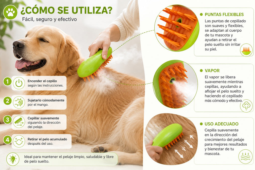 Cepillo a Vapor para Mascotas