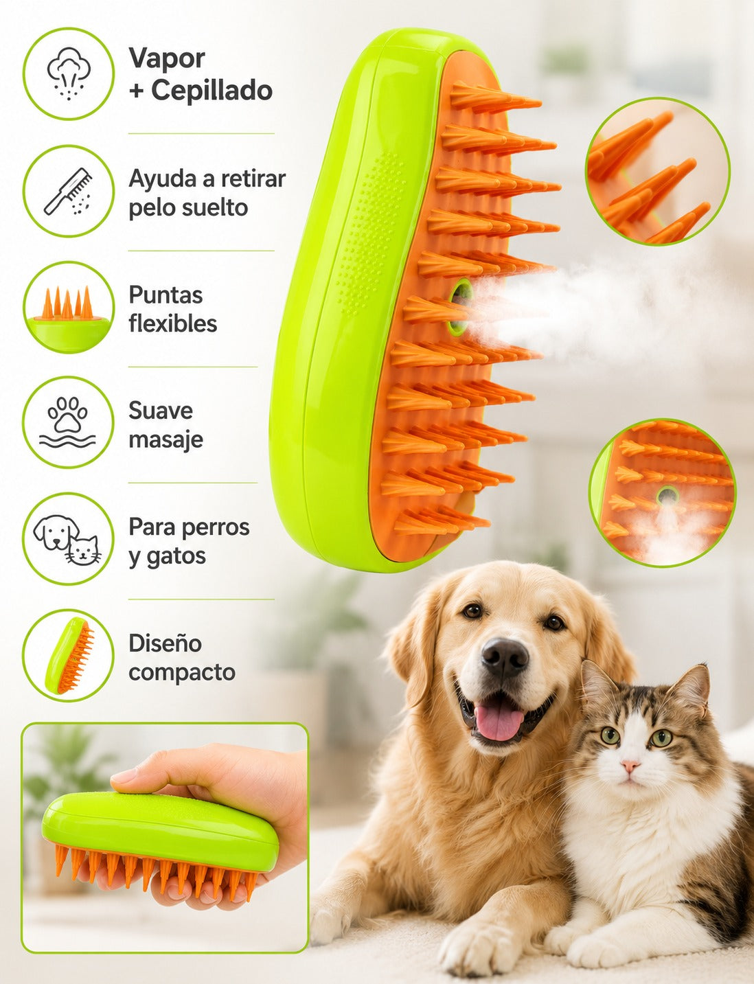 Cepillo a Vapor para Mascotas