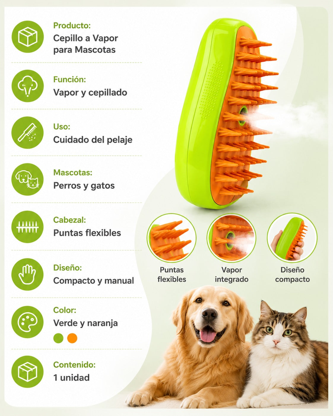 Cepillo a Vapor para Mascotas