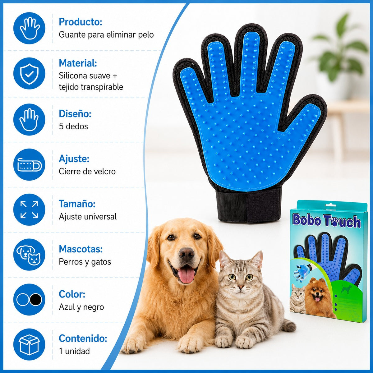 Guante para Eliminar Pelo de Mascotas