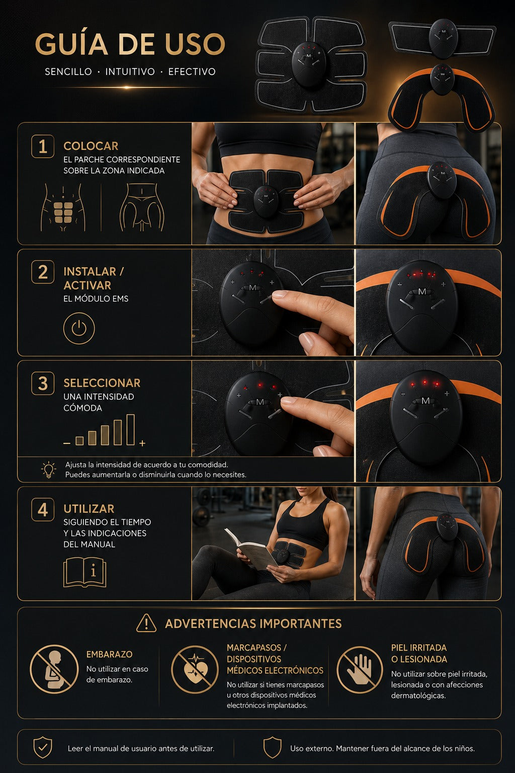 Pack EMS Fitness para Abdomen y Glúteos